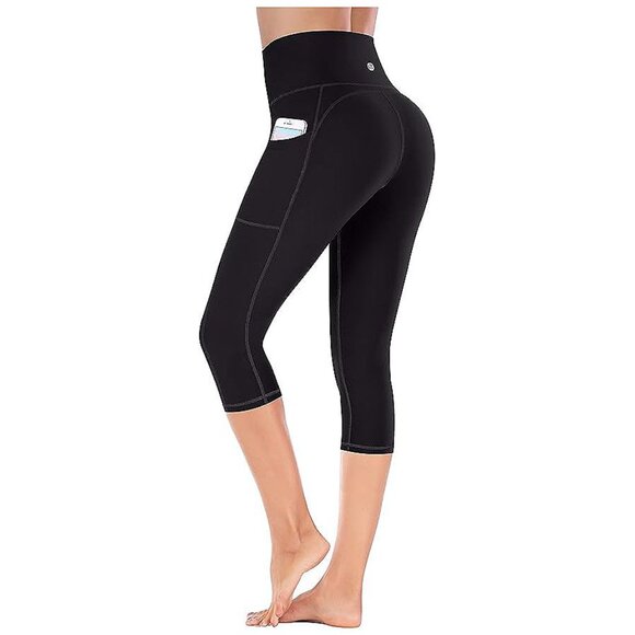 Pants - Women's Yoga Pants with Pockets Leggings for Women Capris Black